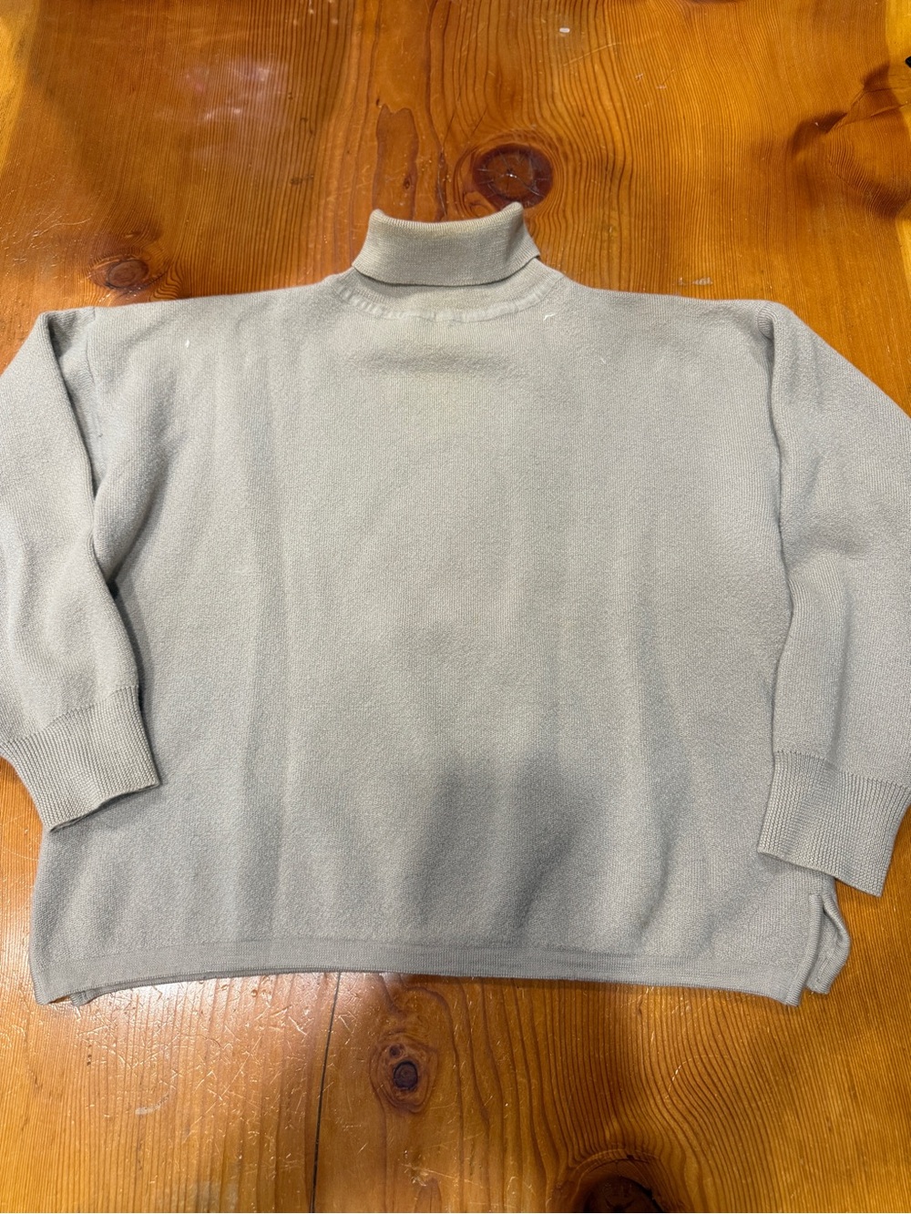 Wool Turtleneck Sweater in Tan/Cream - Classic Knit